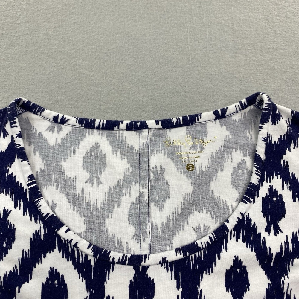 Lilly Pulitzer Beacon Dress Womens Small Blue 3/4 Sleeve Tropical Resort Preppy - Picture 3 of 12